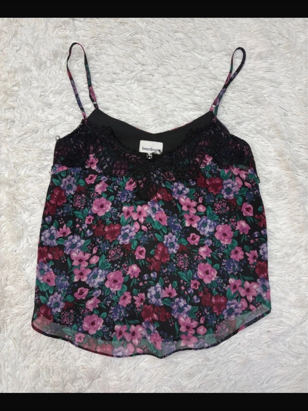 Heartloom floral lace trim camisole size xs
